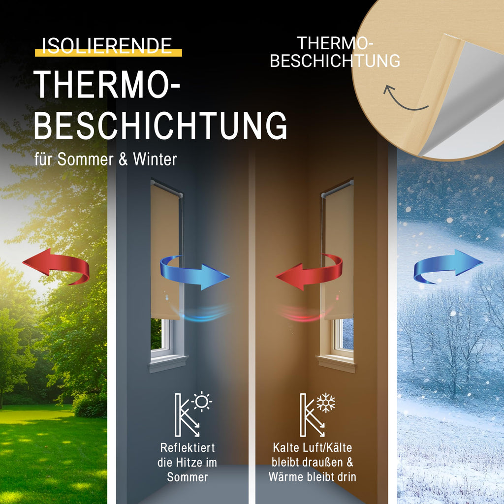 Thermorollo Rollo für Fenster ohne Bohren T42
