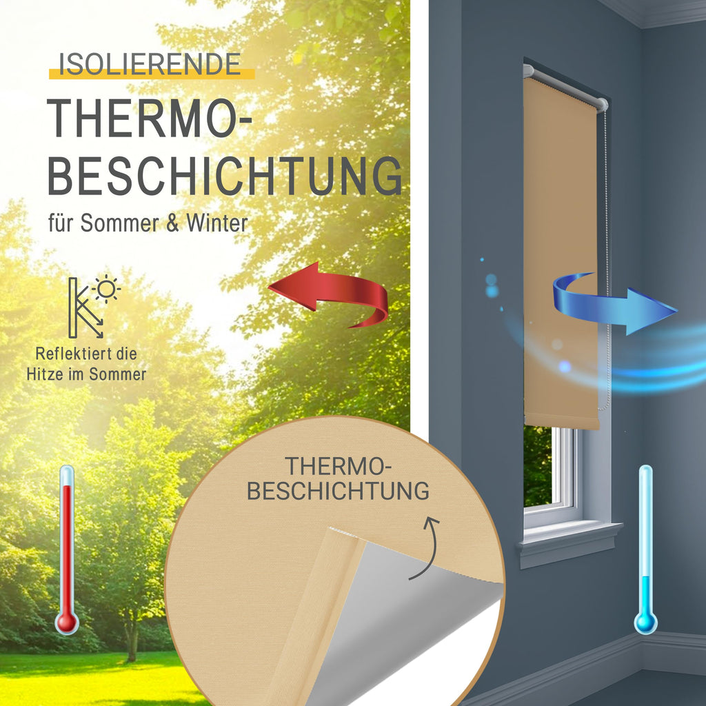 Thermorollo Rollo für Fenster ohne Bohren T42